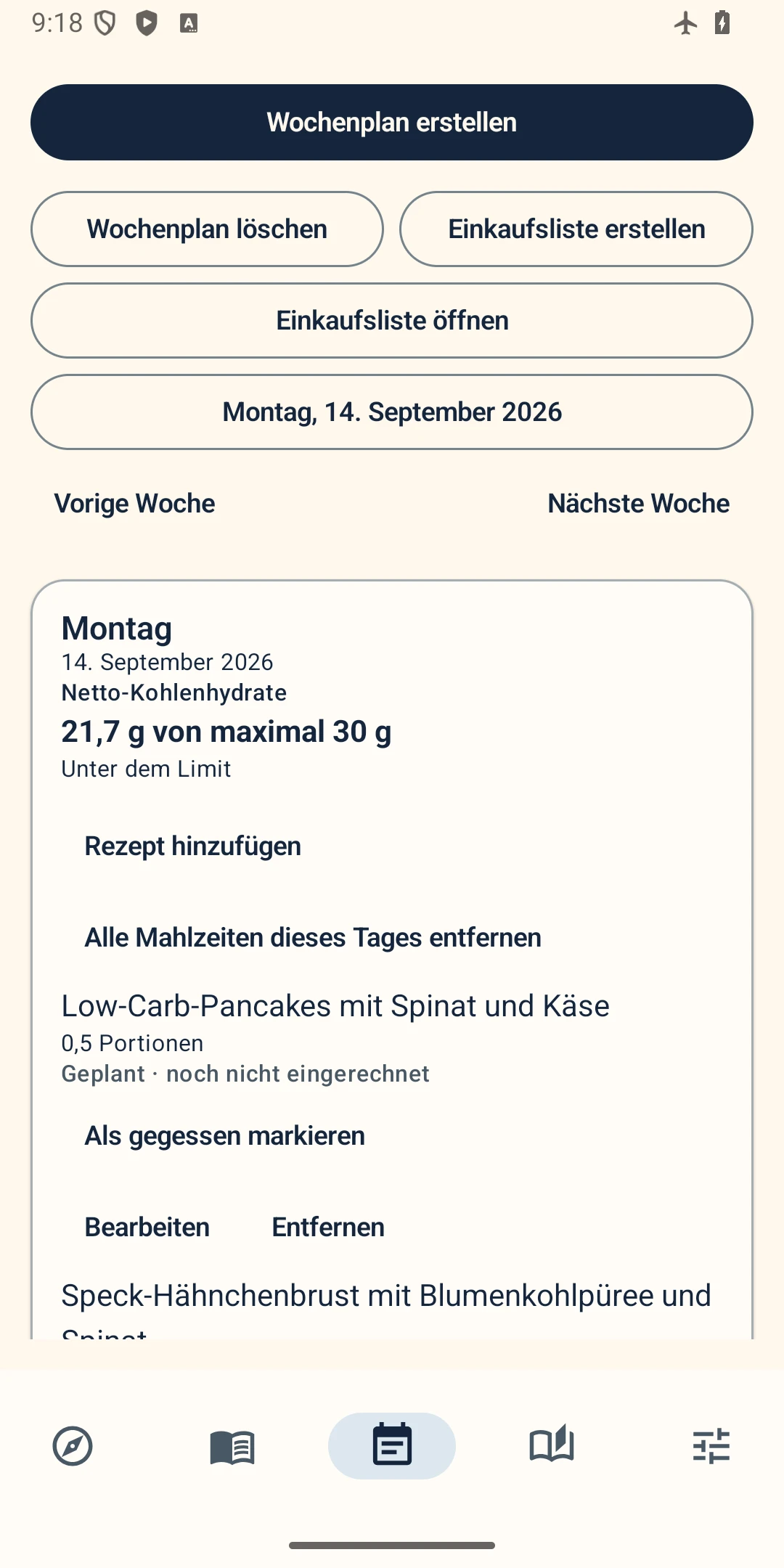 Mahlzeiten planen