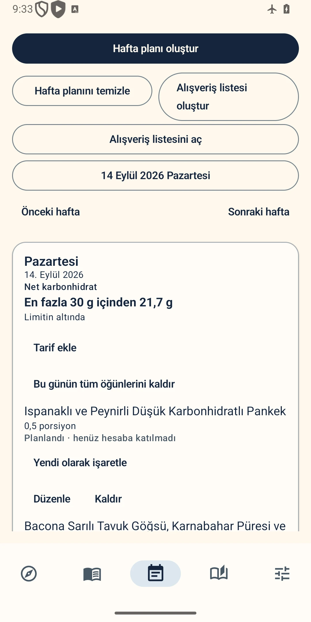 Öğünlerini planla